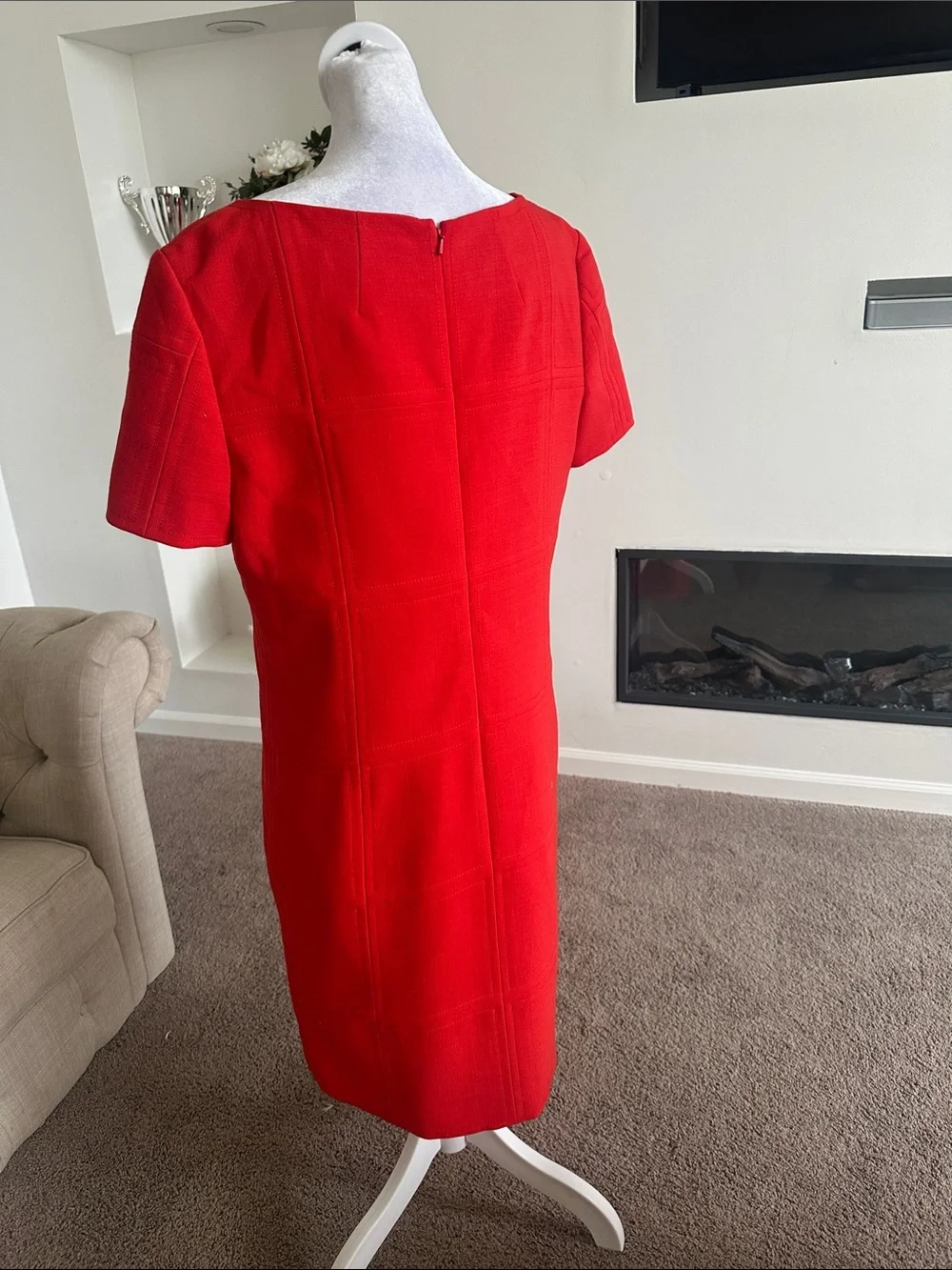 Tory Burch Red Short-Sleeve Shift Dress